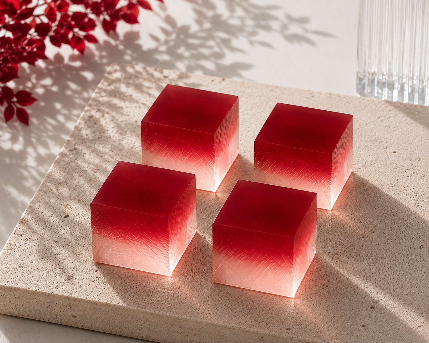Four handcrafted Rose Botanical Jellies by YIXO.